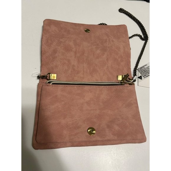 Women's Street Level Suede Blush Braided Chain Cross Body Bag 5x8 - Picture 4 of 12